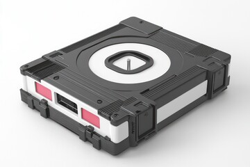 Obraz premium 3D audio cassette glyph, symbolizing retro media on solid white background.