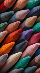 Fototapeta premium Vibrant colored pencils arranged closely, revealing sharp tips and rainbow like color spectrum, forming textured artistic pattern background for graphic design inspiration