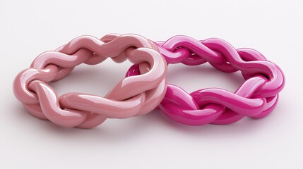 Pink and fuchsia braided rings gently overlap soft light. AI Generated