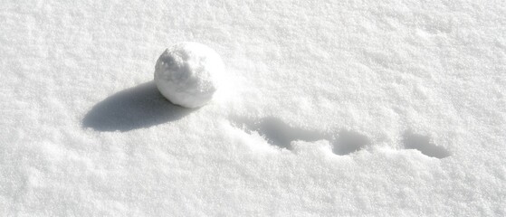 A snow ball is sitting on top of a snow covered ground