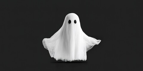 Spooky Ghost: A classic white ghost with haunting eyes floats against a dark background. This captivating image evokes a sense of mystery and wonder.