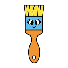 Happy paint brush mascot illustration with a cheerful smile and playful expression. Perfect for creative themes, art related designs, and workspace illustrations. Vector illustration.