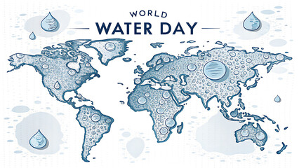 Naklejka premium World Water Day: Colorful World Map