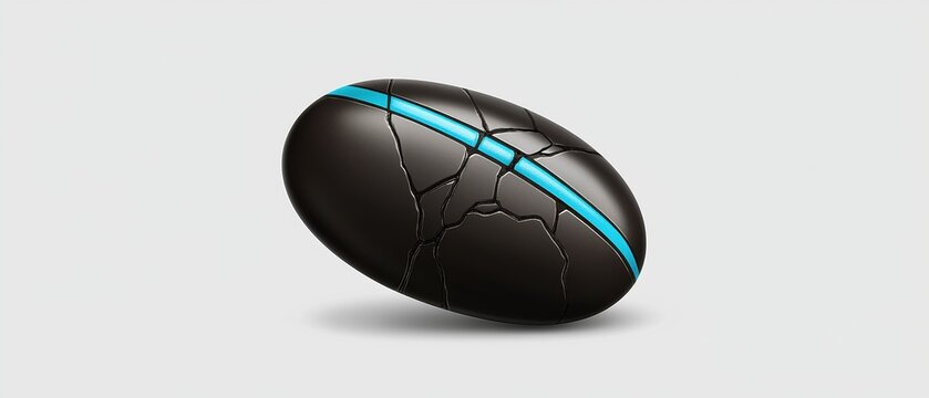 A black and blue ball with a blue line on it - Powered by Adobe