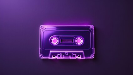 Obraz premium A vibrant and illuminated cassette tape against a dark backdrop creates a nostalgic yet modern atmosphere