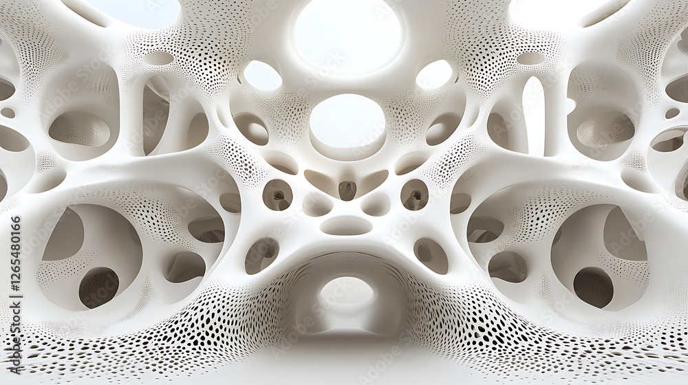 Fototapete intricate 3d render of a white organic structure ai generated