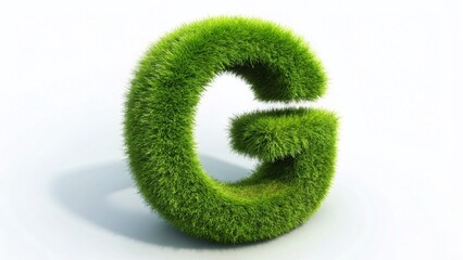 3D Rendered Grass Letter G - Aerial View, Isolated Alphabet, Nature Font