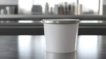 A white cup with soft lighting, casting gentle shadows.