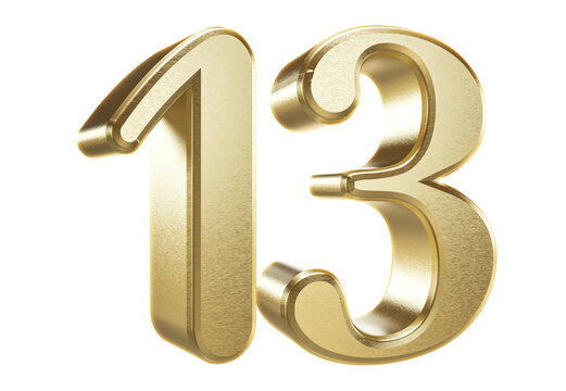 3D Golden Number 13 - Powered by Adobe
