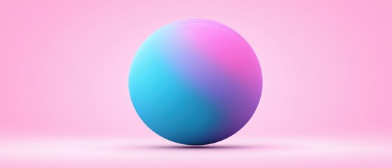 A blue and pink ball is on a pink background