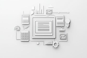 3D glyph line icon illustrating a digital web banner for ads on a plain white backdrop.