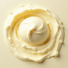Swirl of golden light on creamy white background, ice cream, soft focus