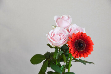 薔薇とガーベラ