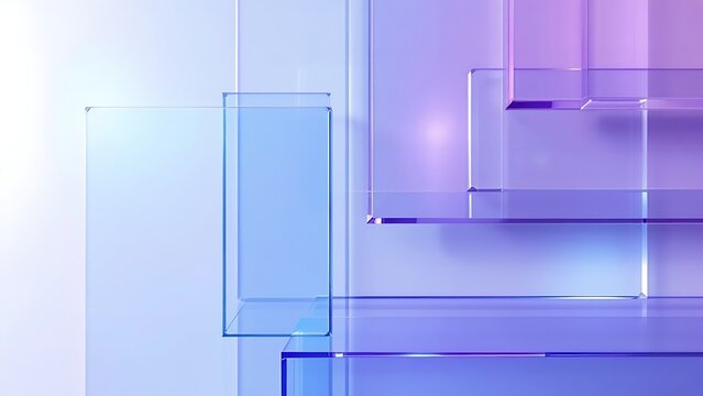 3d abstract glass square shapes in row. Iridescent crystal transparent plates, flying rainbow panels with holographic gradient, dispersion light for ui design, digital tech background. 3D illustration