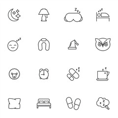 Set of Sleep and Relaxation Line Icon