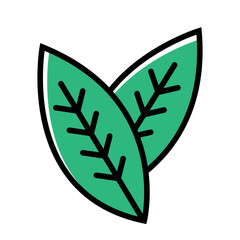 Green leaf icon vector, flat style green organic leaf icon vector isolated on white background.