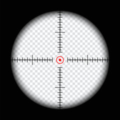 Realistic sniper scope crosshairs view. sniper sight with measurement marks. sniper scope template isolated on transparent background. rifle optical sight.