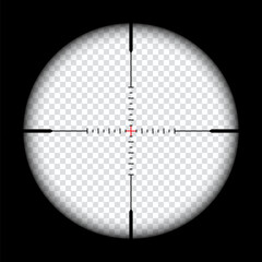 Realistic sniper scope crosshairs view. sniper sight with measurement marks. sniper scope template isolated on transparent background. rifle optical sight.	