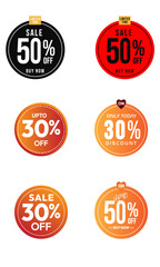 Sale offer modern style stickers, labels for Discount, sale vector ,Special offer discount label with different sale percentage. 20 30 50 70 off with transparent background ,sale offer, Special Offer
