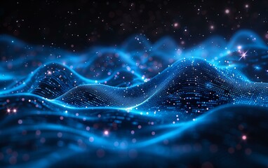 Abstract digital wave, vibrant blue data flow