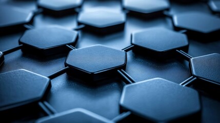 Obraz premium Abstract Dark Blue Hexagon Network Seamlessly Connected. AI Generated