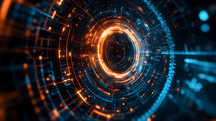 Obraz premium Futuristic Sci-Fi Portal with Blue and Orange Glow
