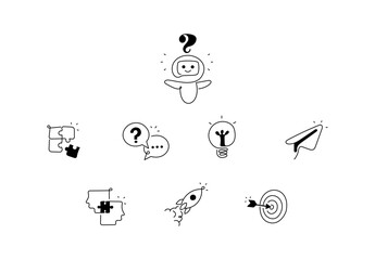 Fototapeta premium Innovation and Problem-Solving Icons – Creativity, Strategy, and Goal Achievement Symbols. Editable Stroke. AI Innovation.