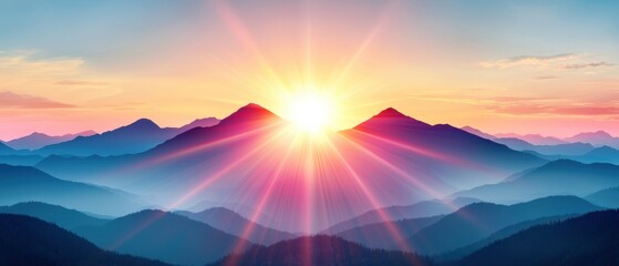 A breathtaking sunrise over a majestic mountain range.