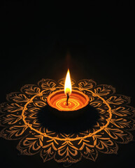 Fototapeta premium Illuminating traditions through the warm glow of a diyas flame during a cultural celebration in a tranquil setting