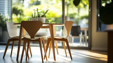 Fototapeta premium Minimalist modern interior with clean lines and simple furniture, embodying serene simplicity and functional elegance.