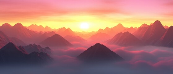 A breathtaking sunset over a mountainous landscape.