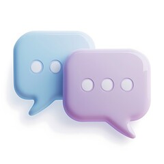 Fototapeta premium 3d blue speech bubbles with ellipsis, chat icons for text, message, dialog render. Circle talk boxes with points for conversation, comment, quotes isolated on white background. 3D illustration