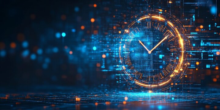 Abstract time data digital clock management planning business and time concept