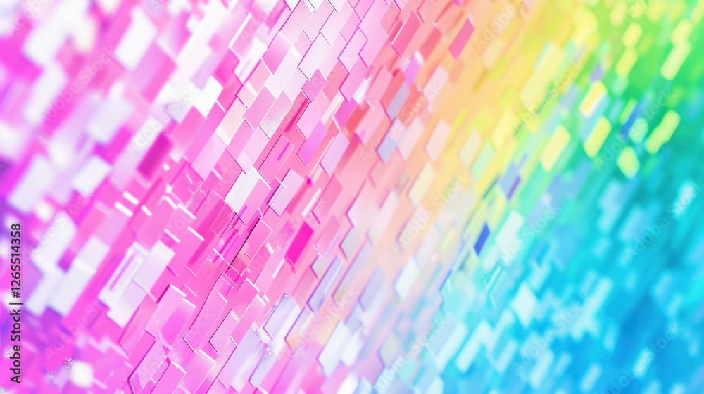 Wall mural neon rainbow pixel texture