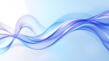 Obraz premium 3d abstract liquid glass transparent clear ribbon chromatic fold wave line render. Rainbow fluid flow curve shape with light holographic gradient texture. Flying glossy design element. 3D illustration