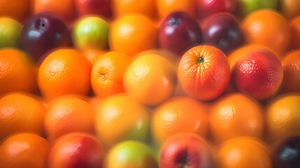 Close-up of fresh and juicy Orange in various colors neatly arranged, showing the natural beauty and diversity of the fruit 