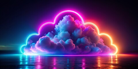 Abstract Neon Cloud 3D Render - Futuristic Digital Art