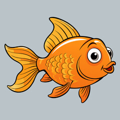cartoon goldfish isolated on white