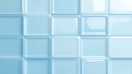 Fototapeta premium 3d blue tile wall with rectangle pattern in bathroom render. Modern kitchen, toilet or pool interior with vertical rectangular mosaic. Ceramic texture background with light and shadow. 3D illustration