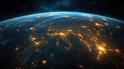 Obraz premium Global Network of Cities at Night, Earth View
