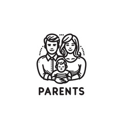 Family and Kids Design Element. parenthood, Parenting, motherhood logo design. mom and baby vintage line art logo design idea. pregnant women logo