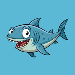 vector illustration of cartoon shark