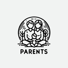 Family and Kids Design Element. parenthood, Parenting, motherhood logo design. mom and baby vintage line art logo design idea. pregnant women logo