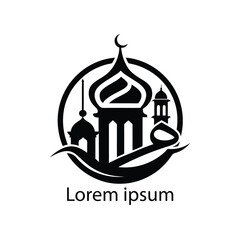 Obraz premium Elegant Ramadan Islamic Logo Design with Crescent Moon and Lantern Minimalist Islamic Logo for Ramadan Kareem and Eid Celebrations