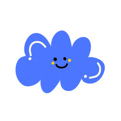 Cute blue cloud cartoon illustration