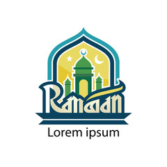Obraz premium Elegant Ramadan Islamic Logo Design with Crescent Moon and Lantern Minimalist Islamic Logo for Ramadan Kareem and Eid Celebrations