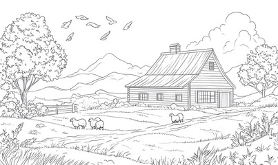 Fototapeta premium country house sketch