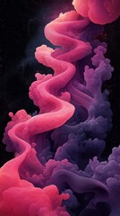 Obraz premium Abstract Flowing Pink and Purple Organic Design with Swirling Fluid Texture and Glittering Stars