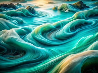 Obraz premium Abstract Teal Watercolor Background: Long Exposure Texture