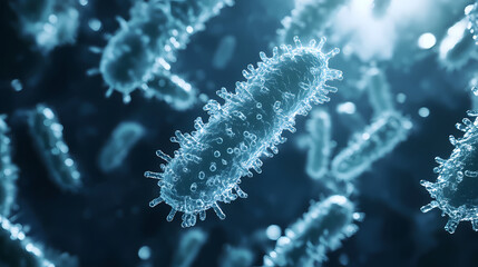 Fototapeta premium Microscopic Close-up of Vibrant Blue Bacteria Cells